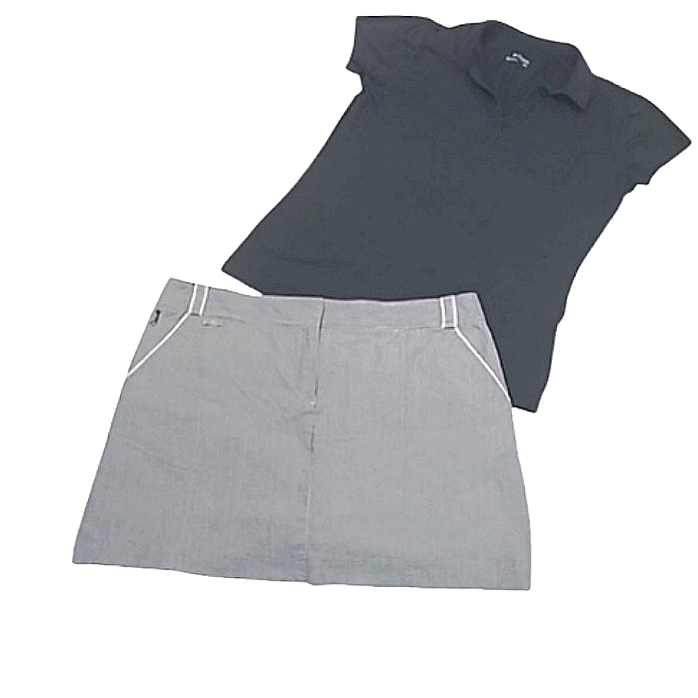IZOD Golf Classic Stretch Skirt Attached Shorts Pinstriped Tennis Skorts Pockets
